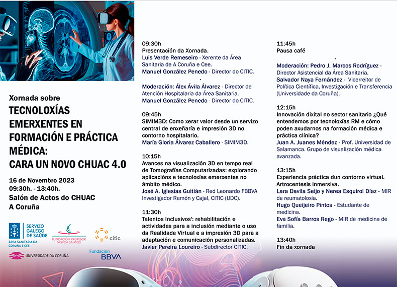Triptico de la Jornada sonre Tecnologias emergenetes en Salud celebradas en el CHUAC