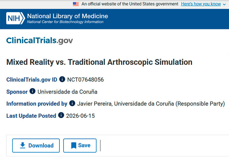 Captura web de la página de ClinicalTrials donde se publica el estudio