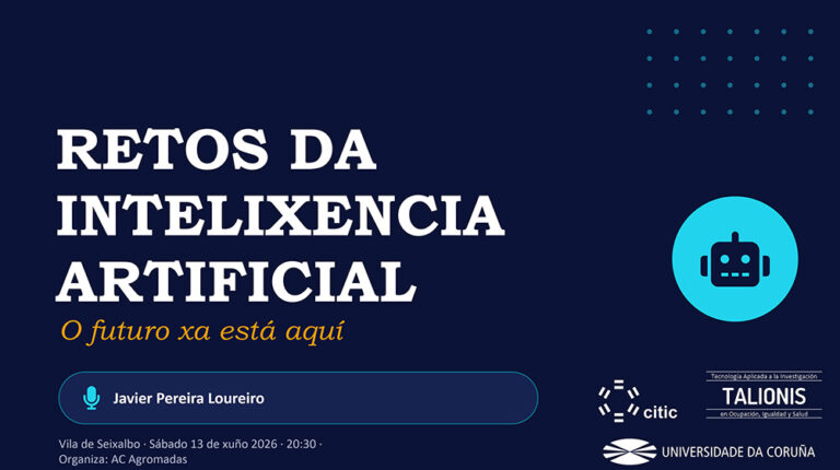 Primera diapositiva de la charla con el titulo "Retos de la Inteligencia Artifical"