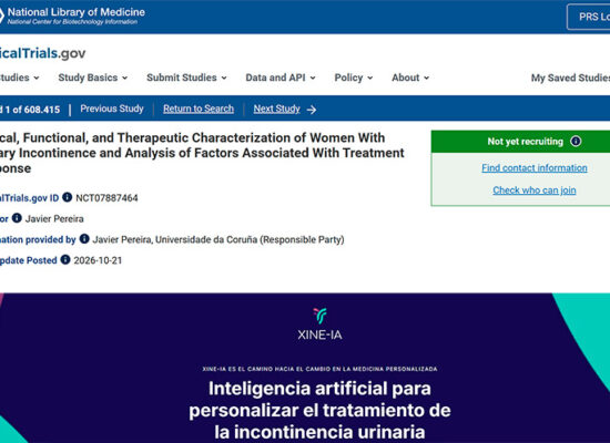 Captura de pantalla de la web de ClinicalTrials con el titulo del proyecto XINEIA